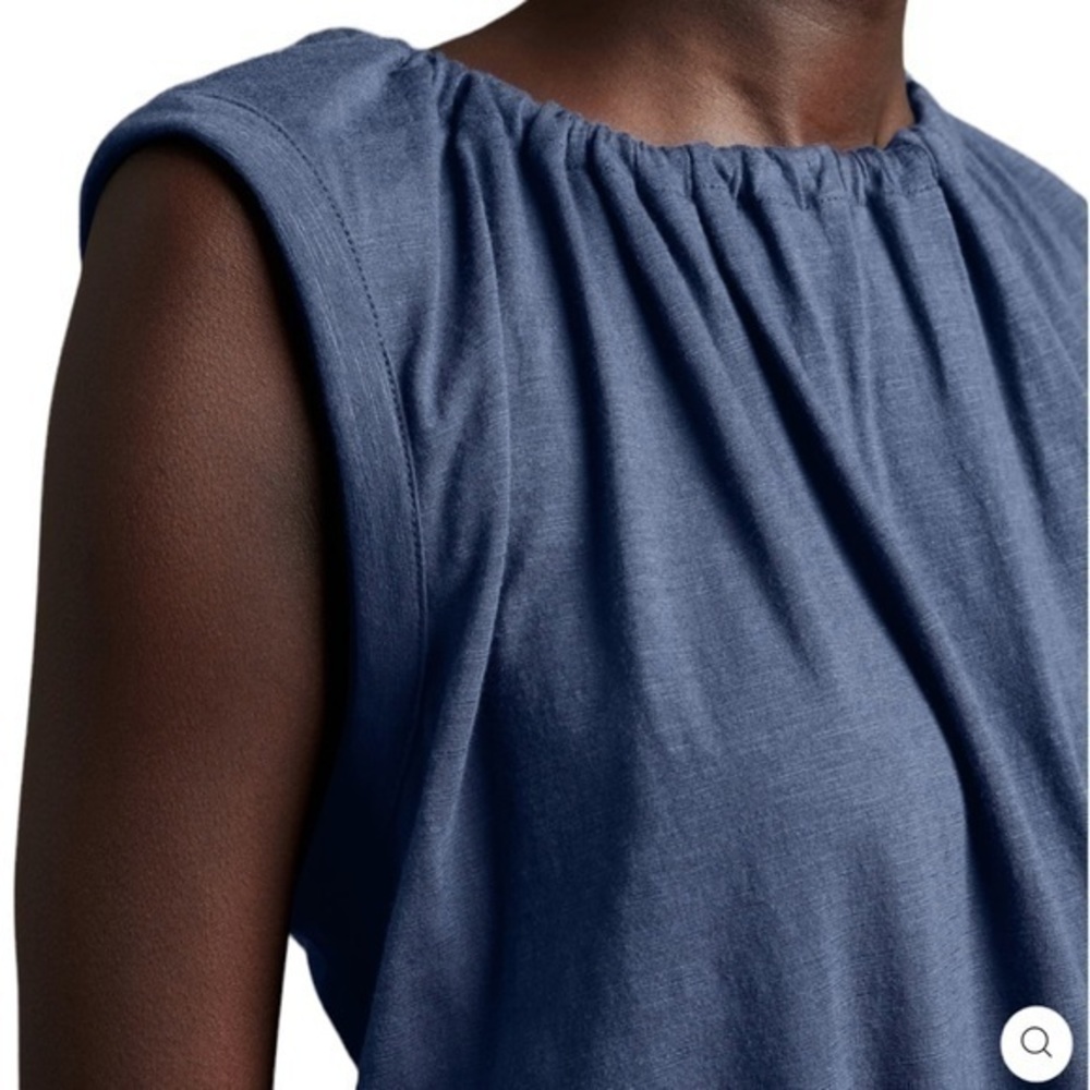 Banana Republic Malibu BLUE Slub Sleeveless Tank Petite Open back LP - Picture 3 of 4